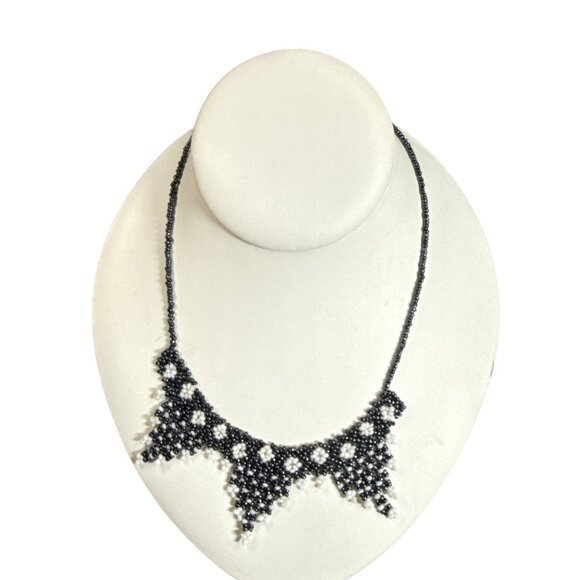 Boho Triangle Beaded Necklace Handmade Beadwork Tribal Style Jewelry Gift - Picture 4 of 6